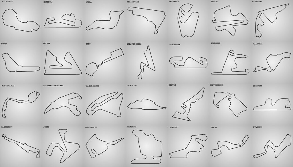 Set,Of,Grand,Prix,Race,Track.,Circuit,For,Motorsport,And